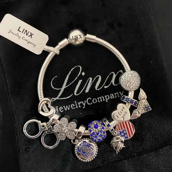 Linx Snake Chain Bracelet with Police Officer Themed Charms - Picture 1 of 6